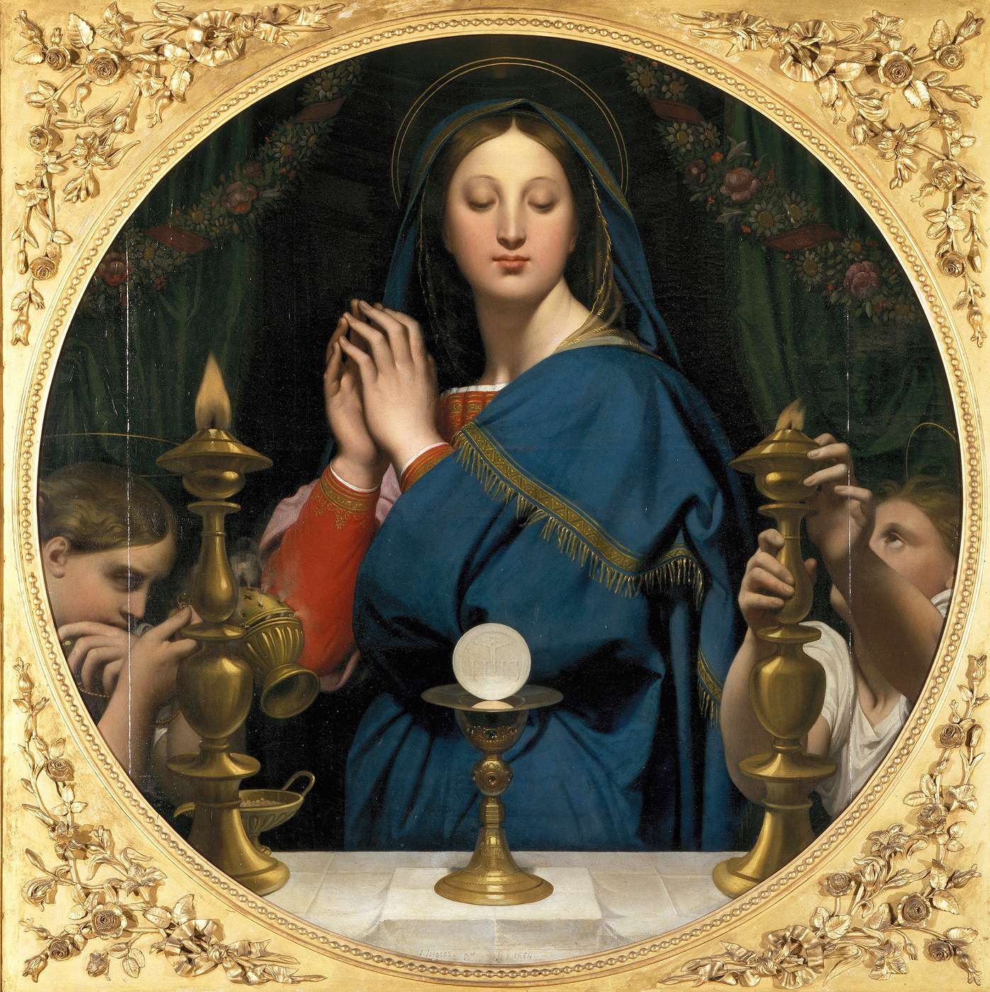 The Blessed Virgin Mary, Mother of God adores her Son in the Blessed Eucharist